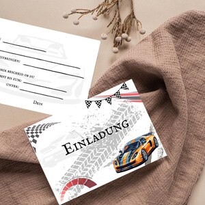 Einladungskarte Autorennen, Jungen