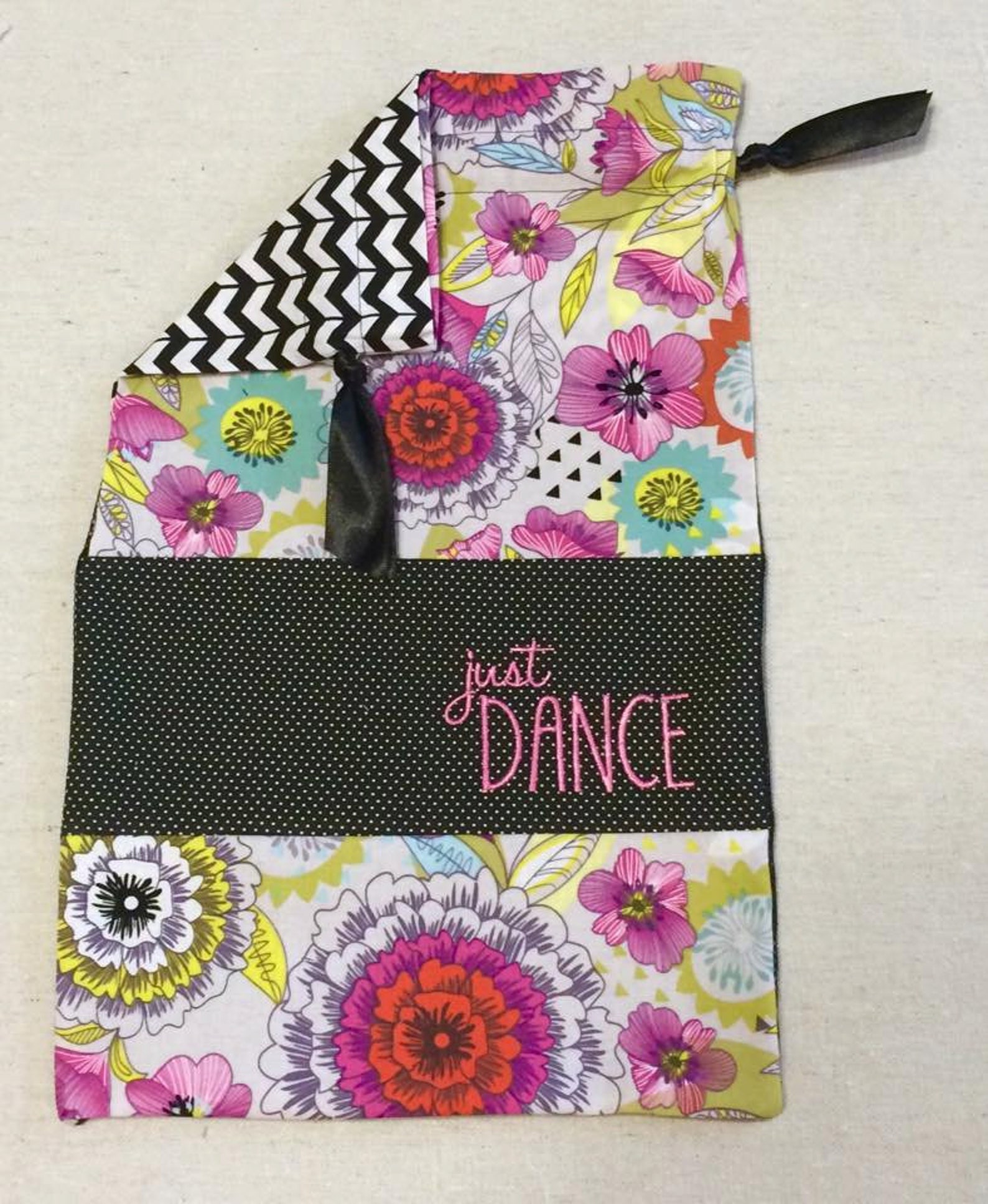item(j3) personalized dance shoe bag just dance chevron pink floral black mesh ballet pointe jazz tap item(j3) personalized dance shoe bag just dance chevron pink floral black mesh ballet pointe jazz tap