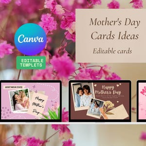 Tarjetas personalizadas para el Día de la Madre: plantillas editables de Canva, plantillas de tarjetas personalizables, descarga instantánea.