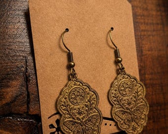 Luna Moth Brass Earrings – Antique Botanical Statement Earrings