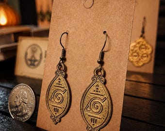 Naruto Hidden Leaf Village Brass Earrings | Konoha Symbol Dangle Jewelry
