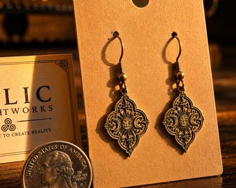 Brass Moon Phases and Starburst | Teardrop Dangle Jewelry | Gifts for Her
