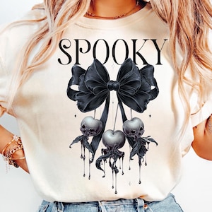 Halloween png, Spooky Ghost Cherry Bow Halloween PNG, Cherry png, Retro Halloween png, Trendy Halloween Woman png, Cute Ghost png, Spooky