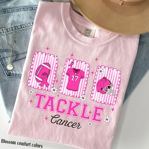 Football Tackle Cancer Shirt, Pink Out Breast Cancer Shirt, Preppy Game Day Shirt, Breast Cancer Awareness Shirt, Coquette Pink Ribbon Shirt