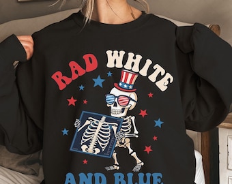 Rad White And Blue Skeleton Radiology Patriotic png, 4th July X-Ray Tech, America Medical Imaging PNG Digital Download