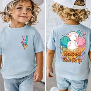 Baseball Drip Shirt for Kids, Boy Birthday Baseball Shirt,Baseball Drip Shirt,Ice Cream Drip boy Girl Tee,Youth Sports Team Gift