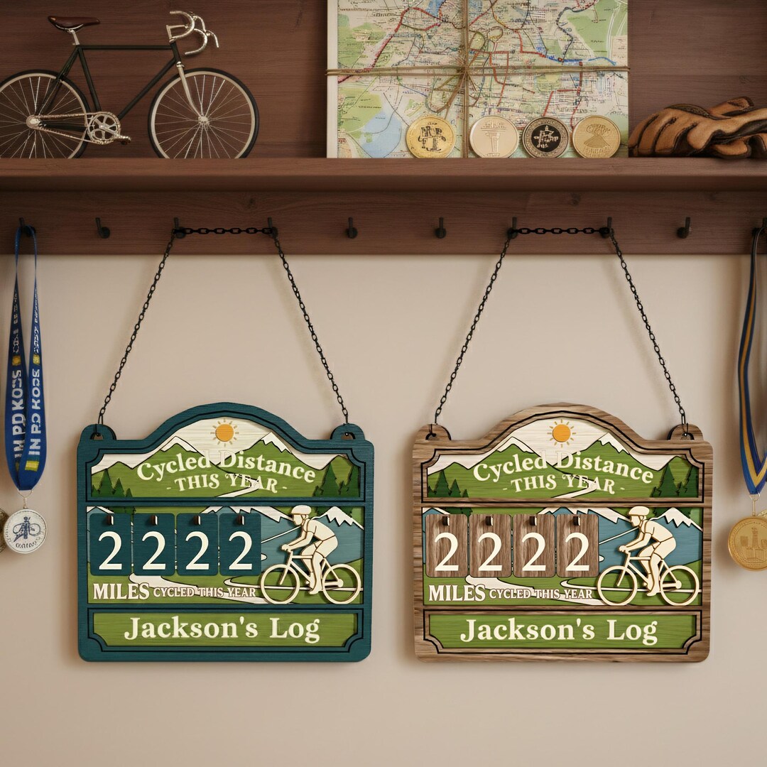 Cycling Distance Tracker Sign, Custom Bike Mileage Counter ...