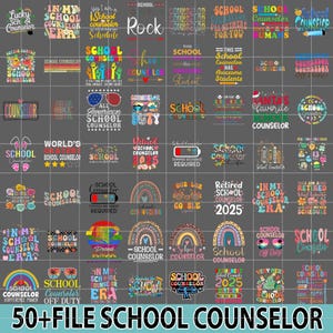 50+ Counselor Png Bundle, School Counselor Sublimation Designs, Retro Groovy School Psychologist Png, Guidance Counselor, Digital Download