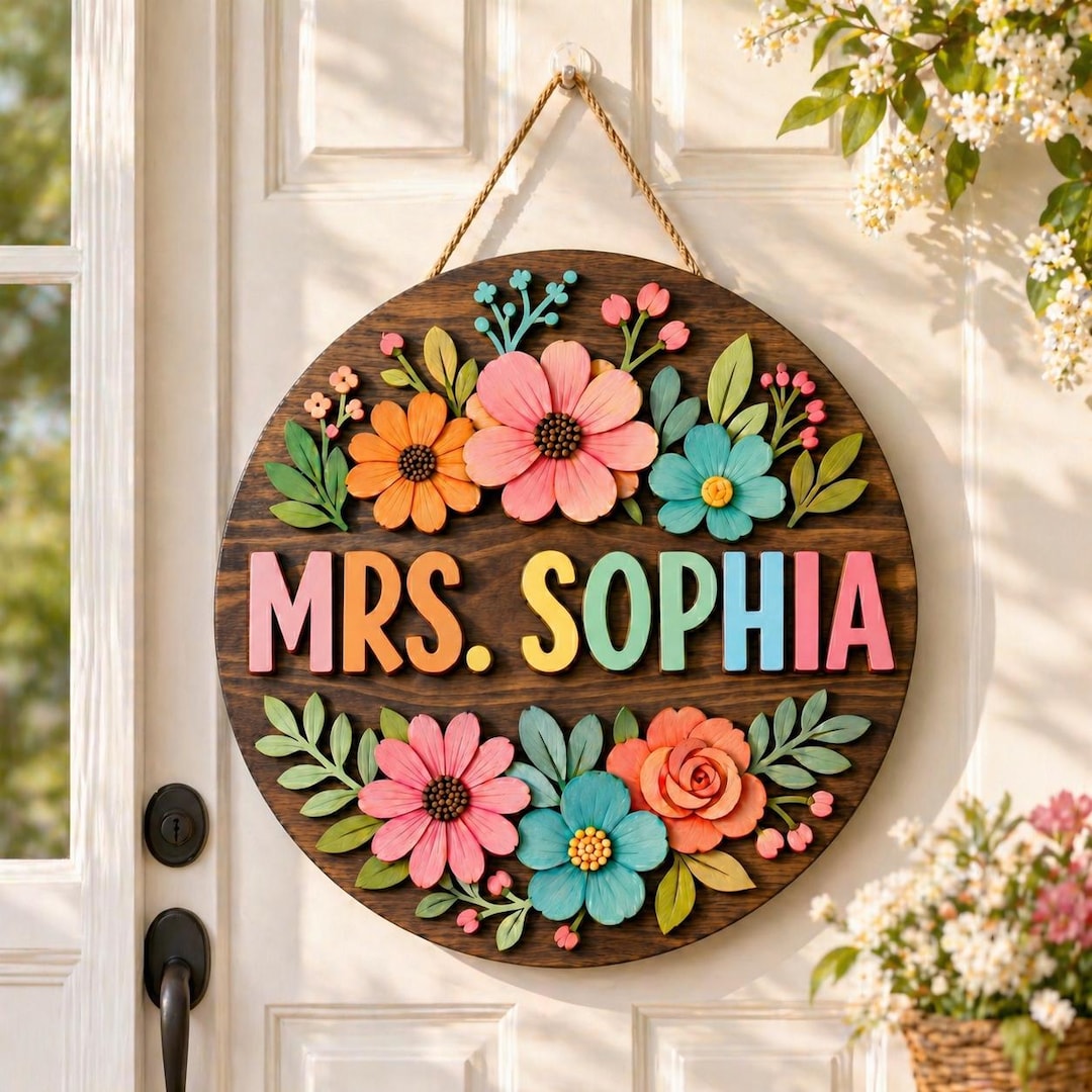 Custom 3D Floral Teacher Door Hanger: Classroom Decor - Etsy