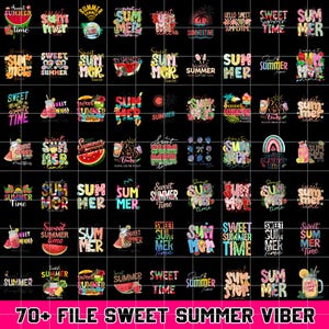 File Sweet Summer PNG Bundle, Watermelon Bow Png, Strawberries Png, Sweet Summer Time Png, Preppy Summer Vibes,Retro Floral Summer