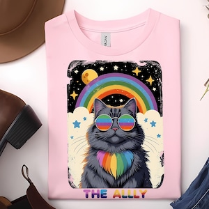 Carta de tarot de gato aliado, Mes del Orgullo Gay, LGBT, Arcoíris, Orgullo LGBT, Festival Gay, Descarga digital