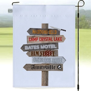 Horror Movie Street Signs, Double Sided Garden Flag