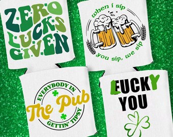 ONE St. Patrick's Day Themed Bottle and Can Cooler - 4 Designs to Choose From