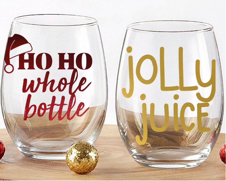 Ho Ho Whole Bottle Jolly Juice Christmas Stemless Wine Etsy