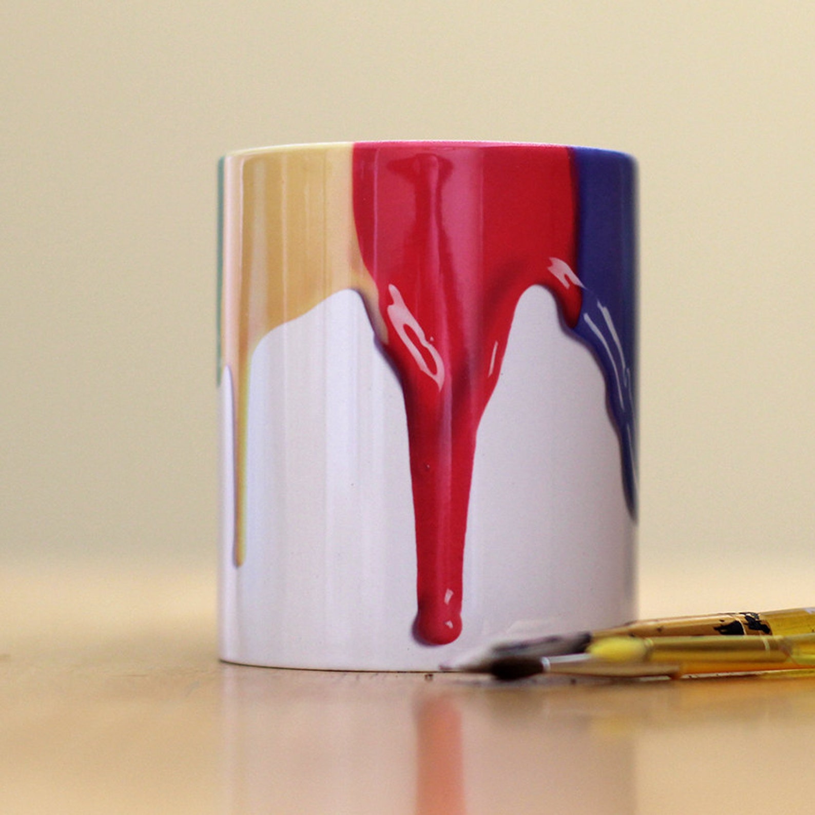 Paint Drips Artist Wrap Around Mug Color Accent Mug Etsy