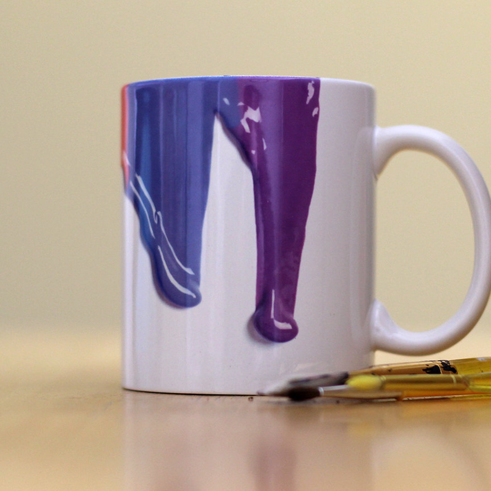 Paint Drips Artist Wrap Around Mug Color Accent Mug Etsy