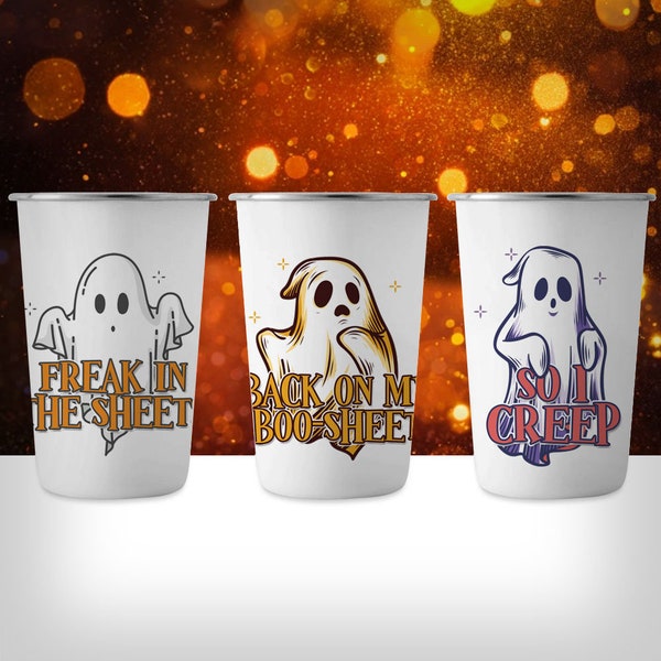 Funny Ghost, 3 Designs to Choose From, ONE 17oz Stainless Steel Pint Tumbler