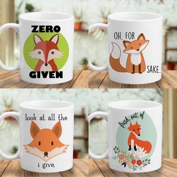 Zero Fox Given - Oh, For Fox Sake - Look at all the Fox I Give - Fresh Out of Fox - Color Accent Mug - 11oz or 15oz