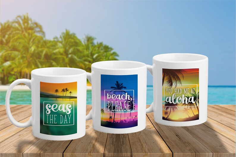 Summer Pun Mugs Seas the Day Beach Please You Had Me at | Etsy