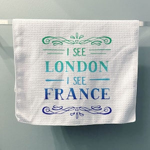 Waffle Weave Hand Towel, I See London I See France