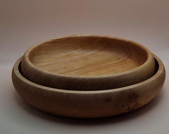 Set of 2 Handmade Cherry Wood Serving Plates – 24.5 cm & 21 cm – Rustic Wooden Trays for Cheese, Fruit, or Cold Dishes