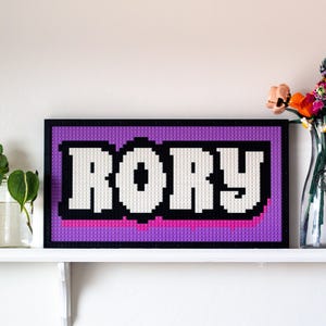 Personalized Brick Name Sign, Compatible with Lego, Custom Wall Sign, Groovy Home Decor, Authentic Brick Look