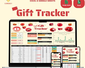 Gift Tracker Spreadsheet, Google Sheets, Budget Gift List, Gift Due Dates