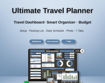 Ultieme reisplanner Google Spreadsheets | Reisbudgetplanner, reisorganisator, dagschema, paklijst en fototracker