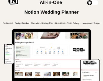 Notion  Wedding Planner Template Digital Wedding Organizer  Budget Tracker  Checklist  Guest List  Timeline  Honeymoon