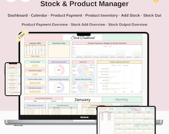Google Sheets Inventory Tracker | Stock Management Spreadsheet | Inventory Dashboard Calendar | Product Inventory Template