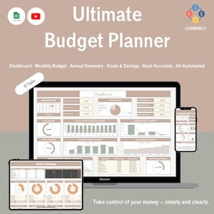 Budgetplanner Google Spreadsheets | Maand- en jaartracker | Automatische grafieken Besparingsdoelen
