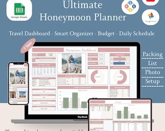 Ultimate Honeymoon Planner Google Sheets Travel Planner  Budget Dashboard Packing List Daily Schedule Photos