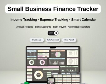Small Business Finance Tracker: Google Sheets Income Expense Log Dark Mode
