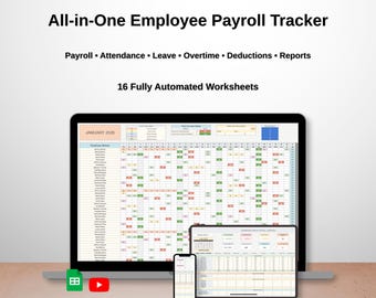 Google Spreadsheets Salarissjabloon Salarisregistratie werknemer Salarisbeheersysteem Aanwezigheidsregistratie Verlofregistratie dashboard Salarisrapport