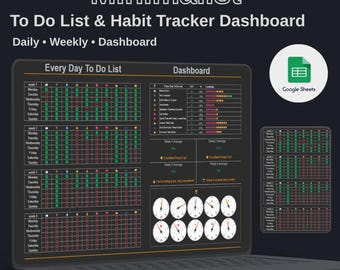 Google Sheets Habit Tracker | Daily & Weekly Planner Spreadsheet | Minimalist Habit Tracker Template