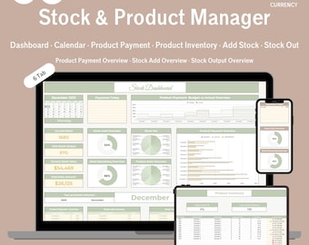 Google Spreadsheets-voorraadtracker | Spreadsheet voorraadbeheer | Voorraaddashboard Kalender | Sjabloon productvoorraad