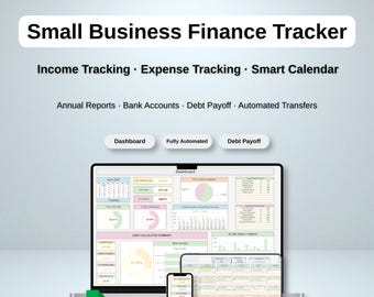 Small Business Finance Tracker Bookkeeping Template Income Expense Log Cash Flow Sheet Profit Loss Sheet Tax Prep Sheets Finance Dashboard