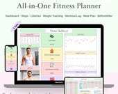 Fitness tracker Google Sheets template digital planner body tracker workout tracker weight tracker meal planner fitness printable