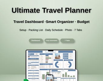 Ultimate Travel Planner Google Sheets  Travel Budget Planner Trip Organizer Daily Schedule Packing List & Photo Tracker