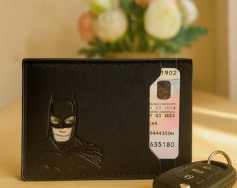 Portafoglio in pelle con porta carte di credito, regalo di San Valentino personalizzato per lui, portafoglio per uomo, 9° anniversario, portafoglio in pelle con porta carte di credito, porta carte di credito