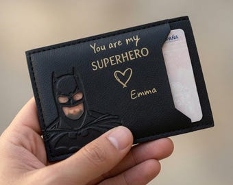 Vaderdagcadeau van dochter, leren ID-portemonnee, vaderdagcadeau van kinderen, leren ID-portemonnee, gepersonaliseerde portemonnee voor mannen