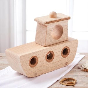Wooden Toys for 1 Year Old | Montessori Education Plane, Helicopter, Bus, Boat | Cartoon Cat Transportation Blocks