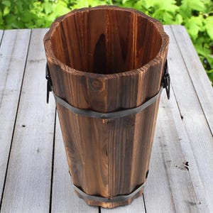 Runder Blumentopf aus Holz | Kleiner Sukkulenten Pflanzer | Mehrzweck-Balkon Garten & Innendekor | Retro Style Home Planter