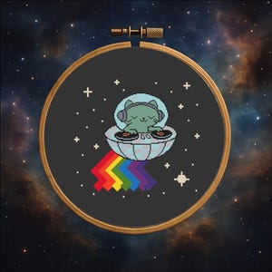 Alien Cat DJ – Sommer Kreuzstichmuster PDF - Digital Download