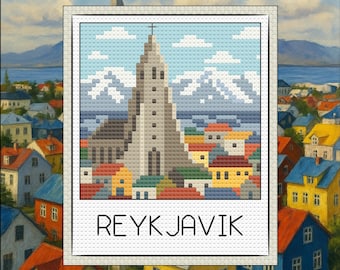 Travel Snapshot Collection – Iceland (Reykjavik) Cross Stitch Pattern PDF – Digital Download