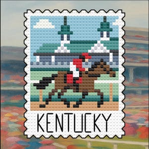 Kentucky Derby Cross Stitch Pattern: Racehorse, Roses (PDF Download)