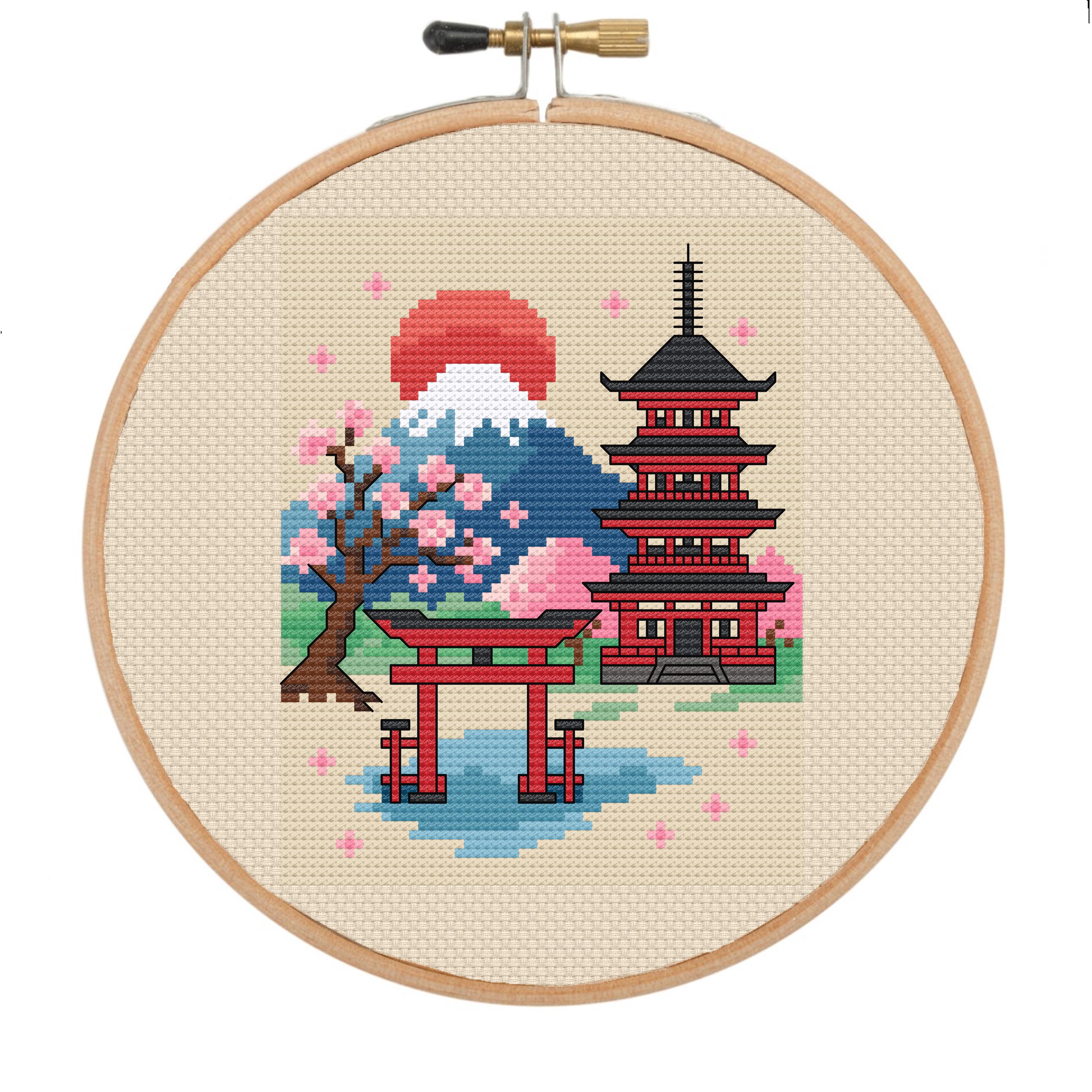 春の富士山 - 日本のクロスステッチパターン PDF - デジタル