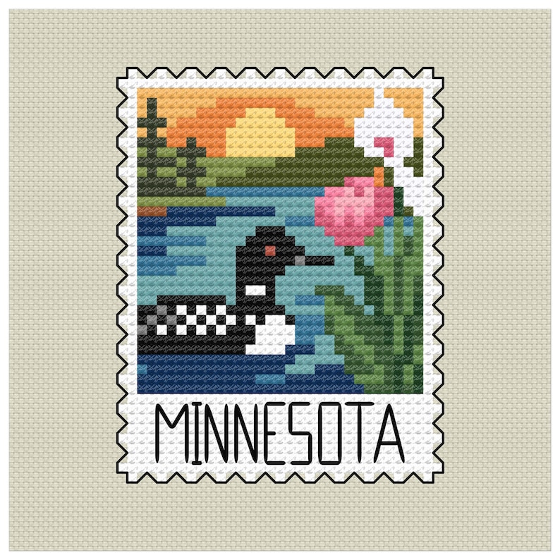 Minnesota Cross Stitch Pattern: Northwoods Lake Scene (PDF Pattern) - Etsy