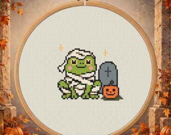 Mummy Frog Counted Cross Stitch PDF Pattern