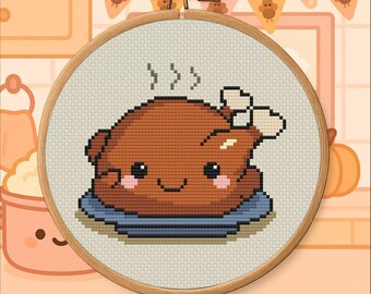 Kawaii Food – Thanksgiving Turkey Cross Stitch Pattern PDF – Digital Download